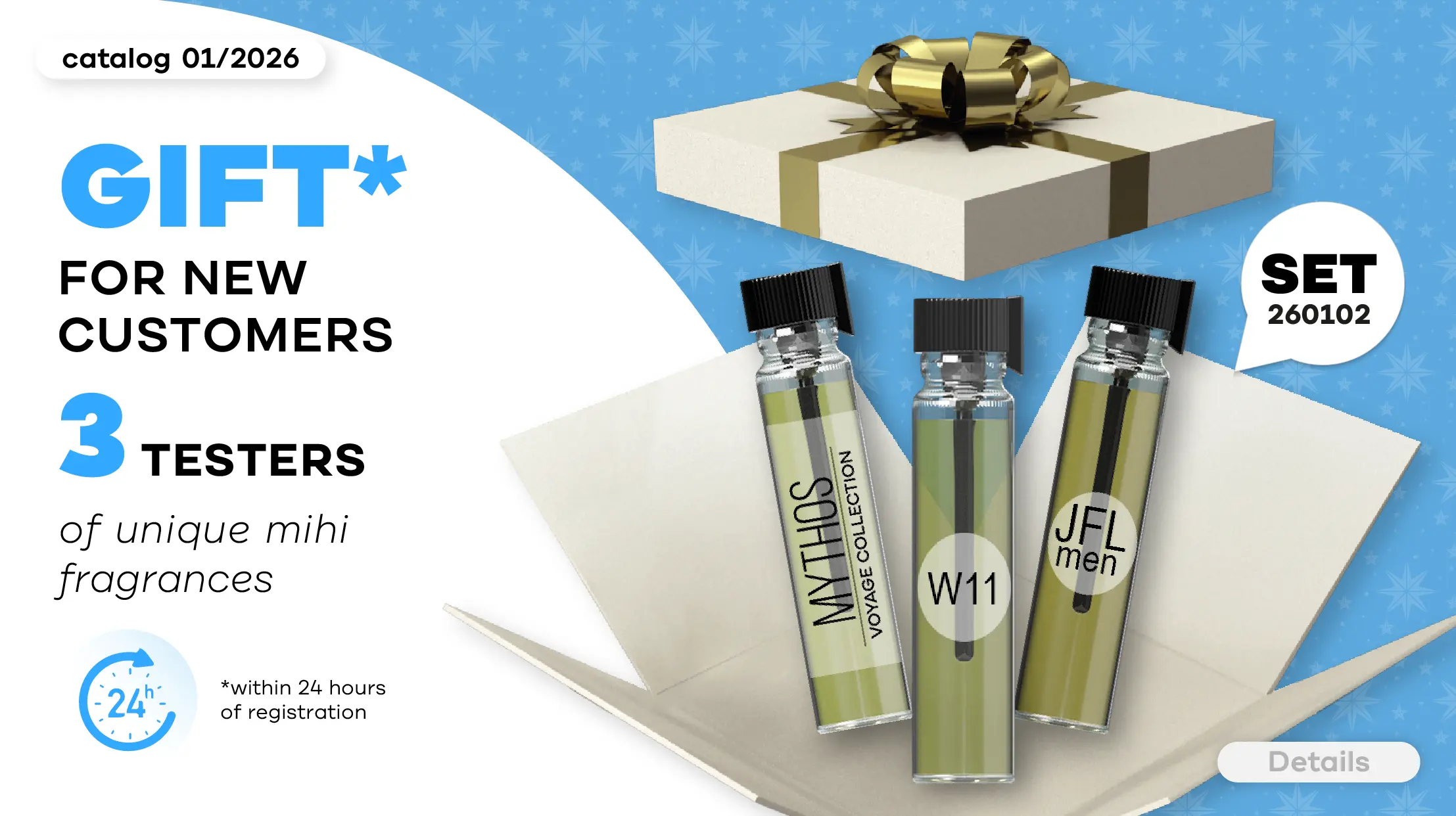 Super Bonus for New Customers in the period! Testers of 3 exclusive fragrances mihi!